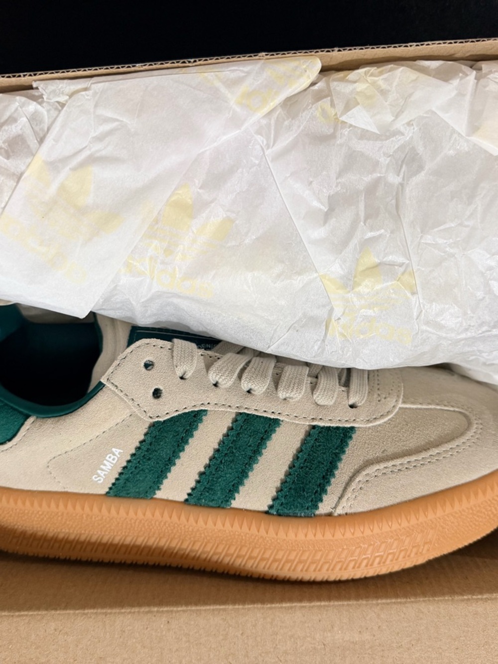 adidas Samba XLG Athletic Shoe - Putty Grey / Collegiate Green / Gum